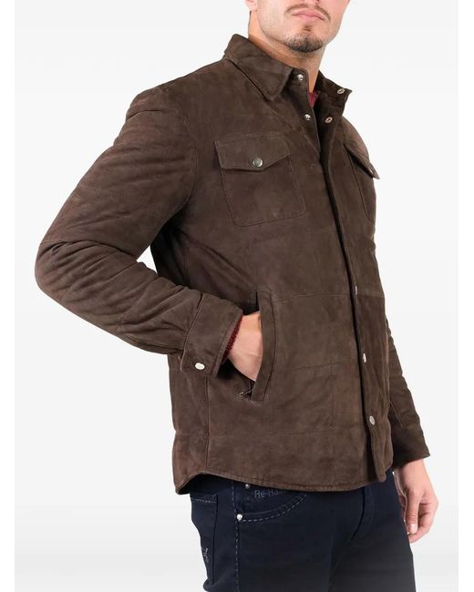 Al Duca D'aosta Black Quilted Suede Jacket for men