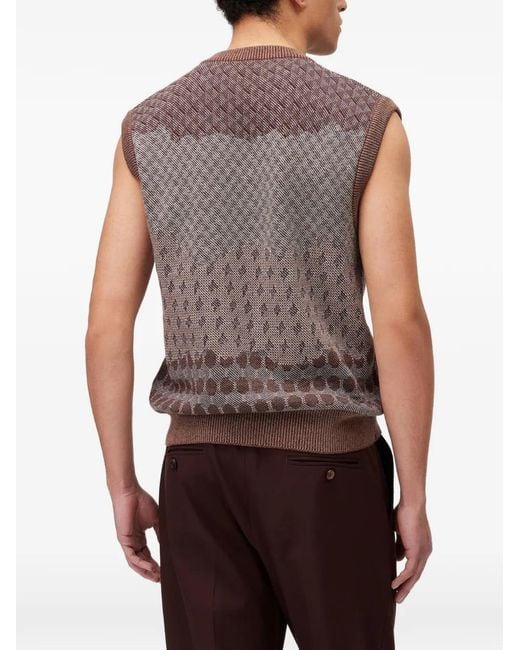 RETORI Brown Reversible Jacquard-Knit Vest for men