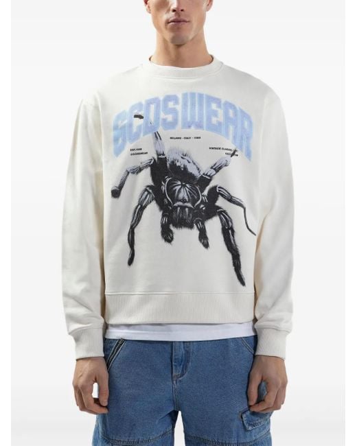 Gcds White Spider-Print Sweatshirt for men