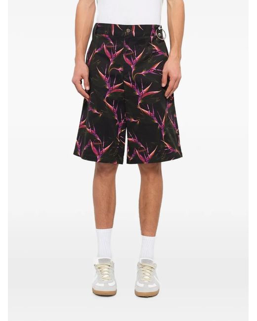 Givenchy Black Floral-Print Shorts for men