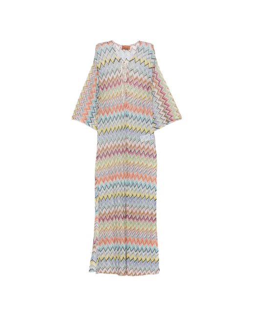 Missoni White Zigzag-Knit Lace-Up Beach Cover-Up