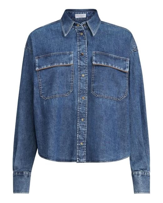 Brunello Cucinelli Blue Flap-Pockets Overshirt