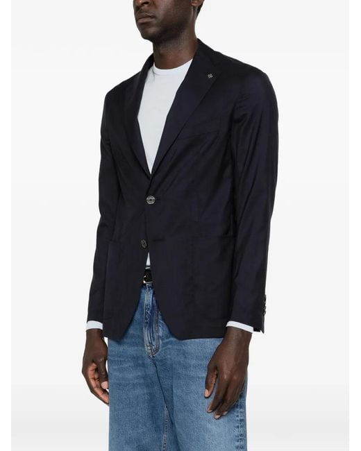 Tagliatore Blue Two-Button Patch-Pocket Blazer for men