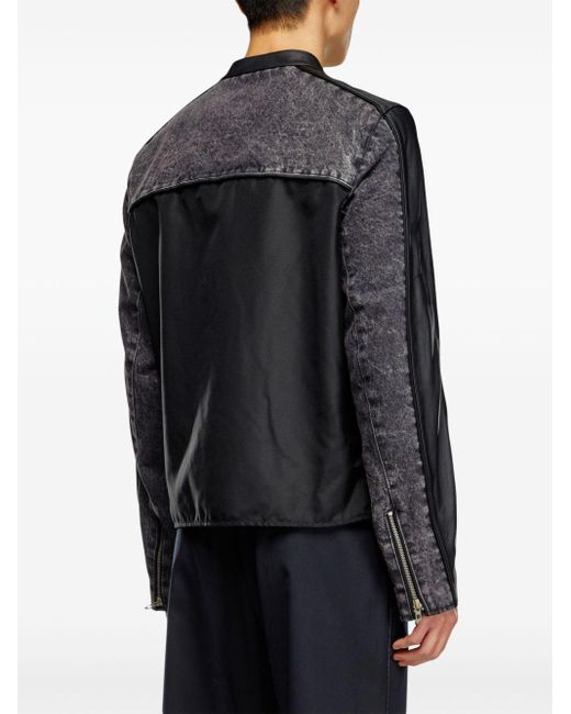 DIESEL Black L-leopol Panelled Jacket for men