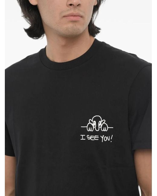 Neil Barrett Black See You Logo-Print Slim-Fit T-Shirt for men
