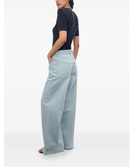 12 STOREEZ Blue 431 Button-Fastening Wide-Leg Jeans