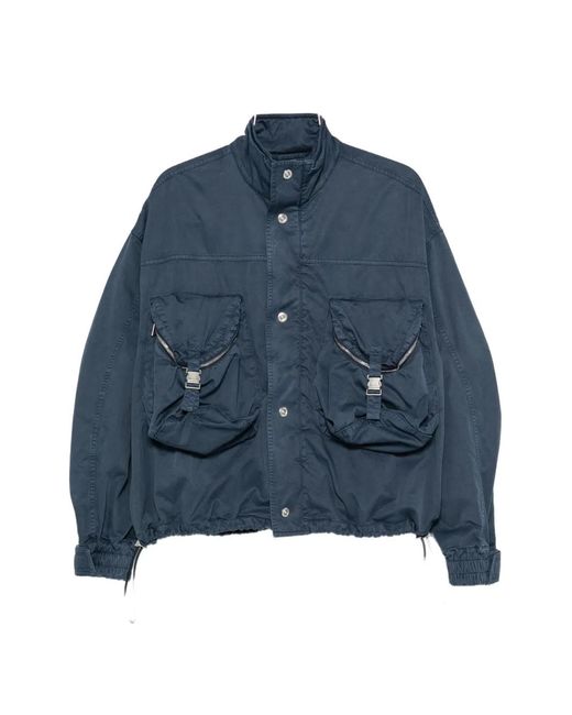 The Attico Blue Cargo-Pocket Bomber Jacket