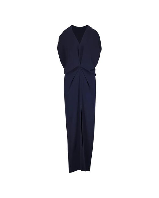 Zero + Maria Cornejo Blue Miu V-Neck Front-Slit Maxi Dress