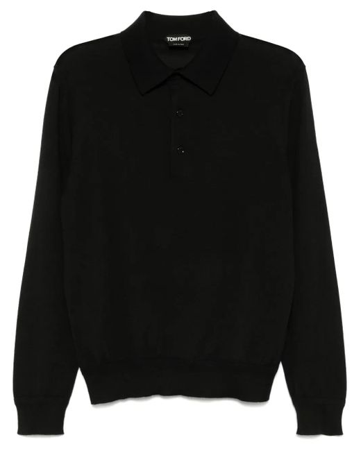 Tom Ford Black Knitted Polo Shirt for men