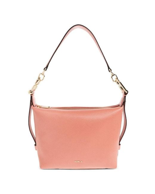 Furla Pink Grained Leather Tote Bag