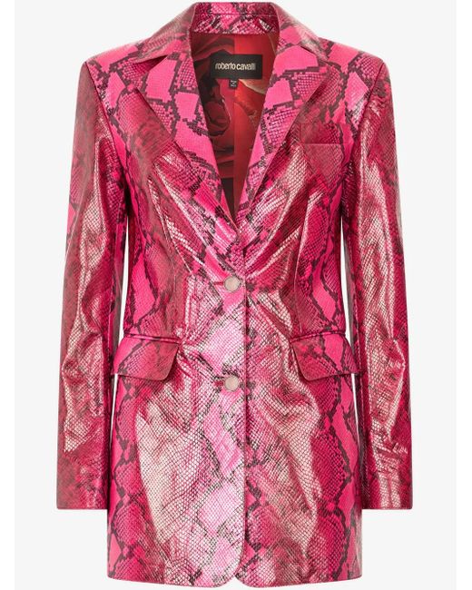 Roberto Cavalli Pink Snake-Print Blazer