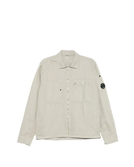 C P Company White Lens Zip Overshirt for men