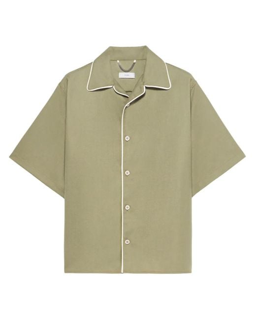 1989 STUDIO Green Logo-Print Contrast-Trim Shirt for men