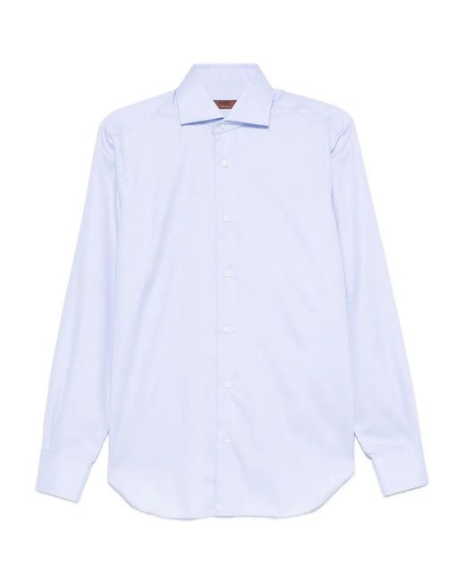 Barba Napoli White Long-Sleeved Cotton Shirt for men