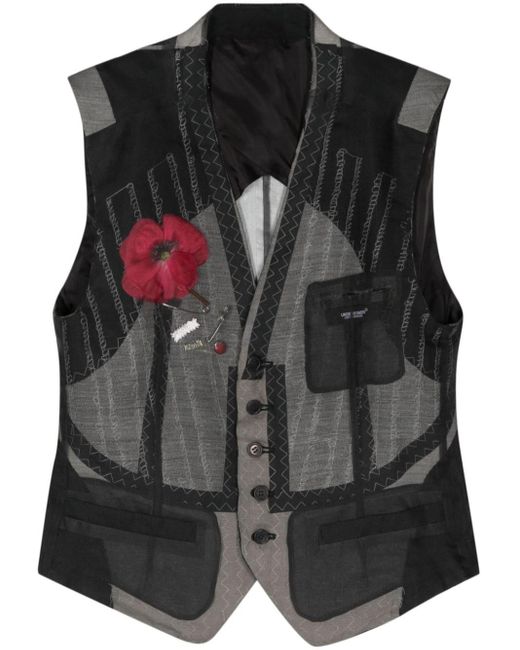 Undercover Black Floral-appliqué Embroidered Waistcoat