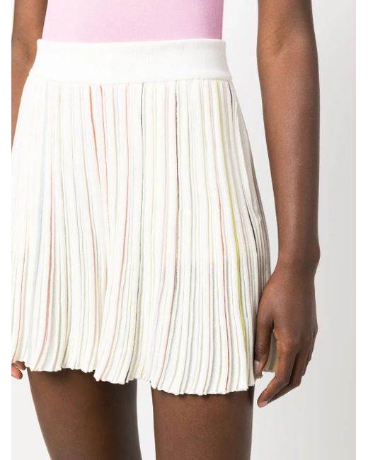 Sonia Rykiel White Contrast-Stripe Pleated Shorts