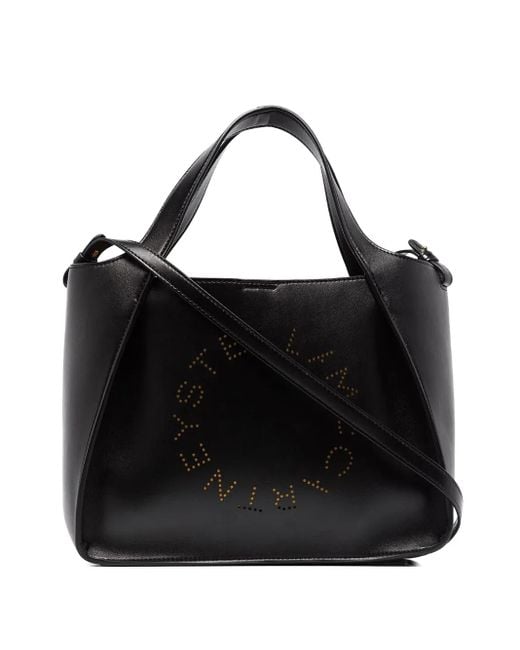 Perforated-Detail Leather Shoulder Bag di Stella McCartney in Black