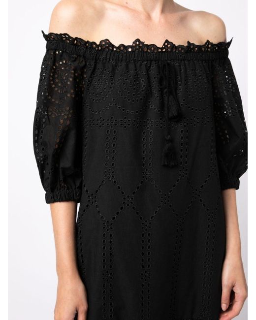 ERMANNO FIRENZE Black Off-shoulder Lace-detail Dress