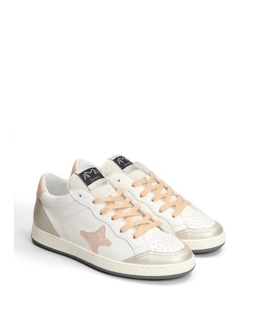 AMA BRAND White Star-Patch Metallic-Effect Sneakers