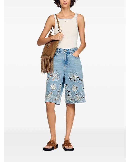 Sandro White Ribbed Vest Top