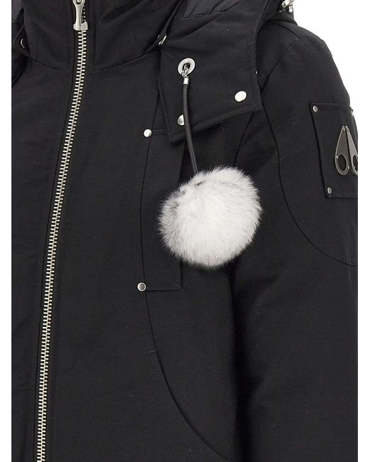 Moose Knuckles Black Debbie Detachable-Hood Bomber Jacket