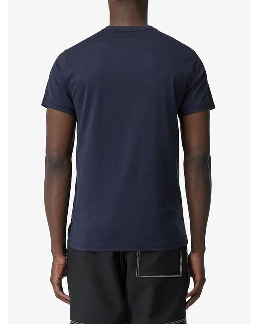 Burberry Blue V Neck T-shrit With Monogram Logo for men