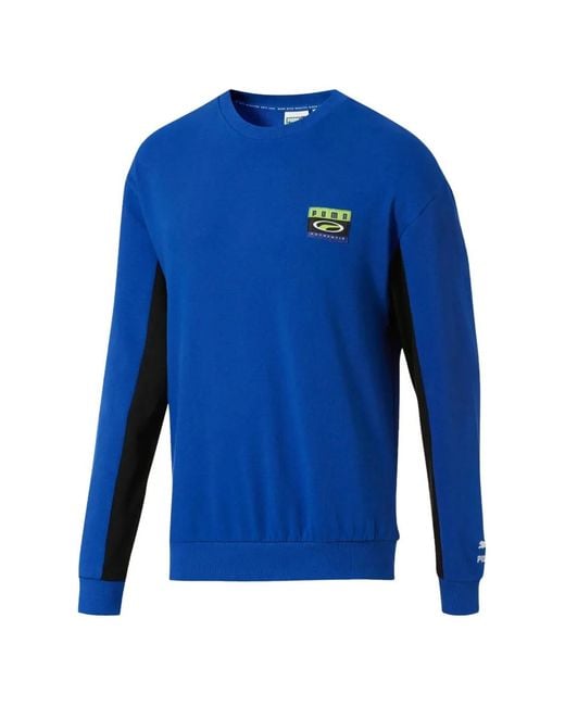PUMA Blue 90S Retro Crew-Neck Sweatshirt for men