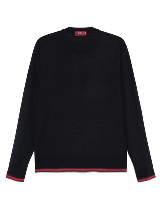Gucci Black Web-Trim Wool Sweater for men