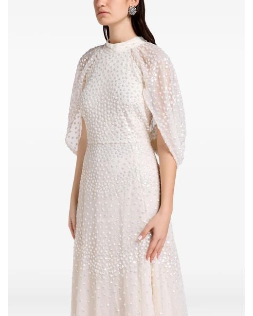 Needle & Thread White Beaded Maxi Dress