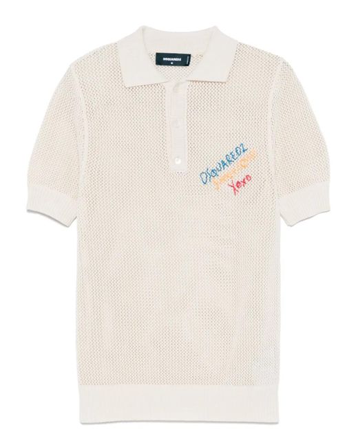 DSquared² White Knit Polo for men