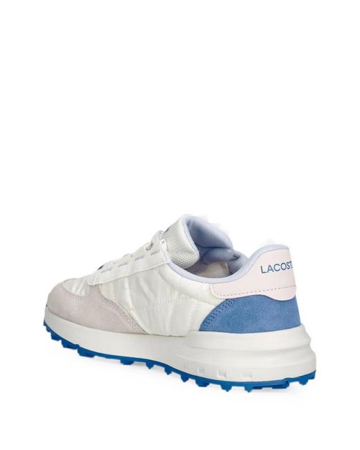 Lacoste White Elite Active Evo Logo-Patch Panelled Sneakers