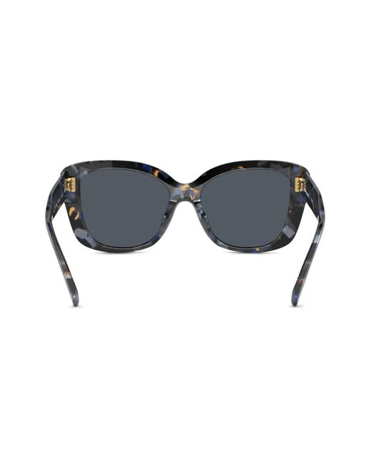 Tory Burch Gray Logo-Plaque Oversize-Frame Sunglasses