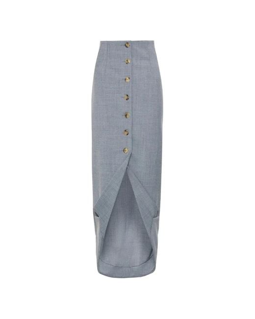 A.W.A.K.E. MODE Gray Button Tailored Skirt