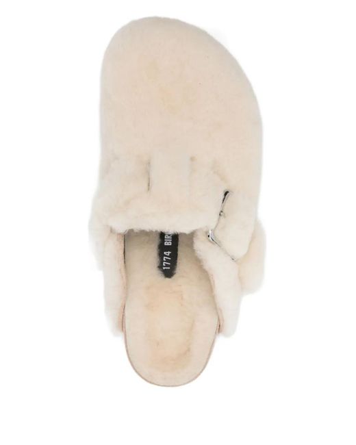 Birkenstock White Boston Shearling Mules