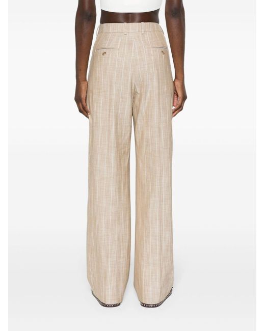 Boss Natural Pinstriped Wide-leg Trousers