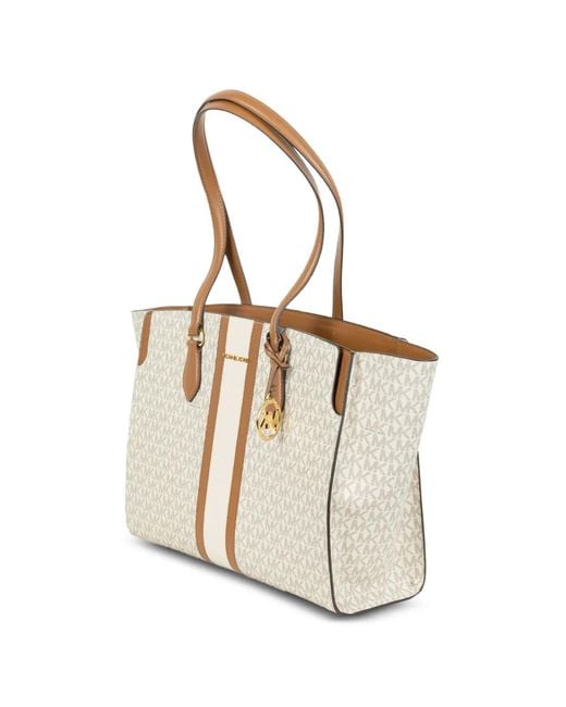 Michael Kors White Logo-Pattern Charm Tote Bag