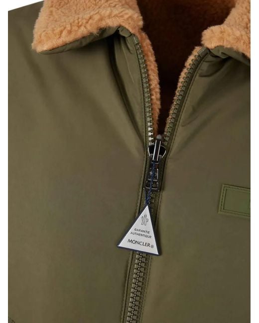 Moncler Green Sherpa-Collar Bomber Jacket for men
