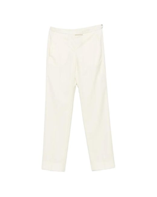 McQueen White Pressed-Crease Tailored Trousers