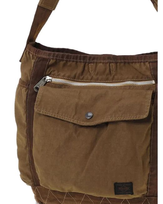 Porter-Yoshida and Co Natural Zip-Pocket Shoulder Bag