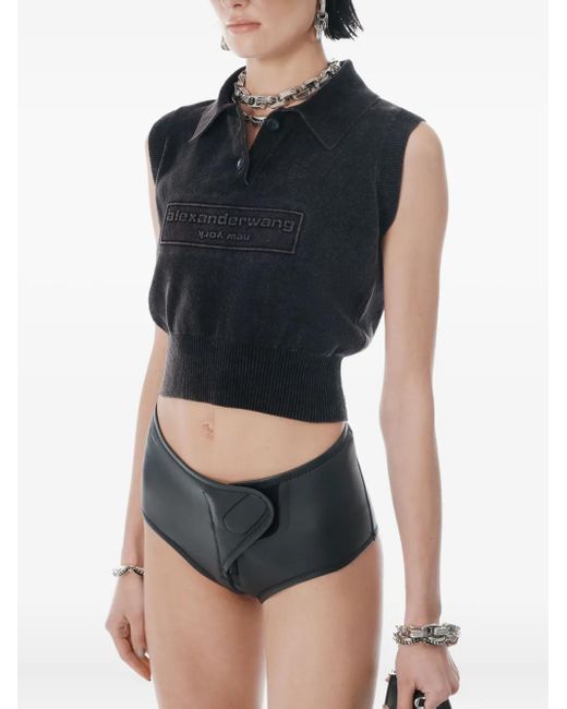 Alexander Wang Mouwloze Polotop Met Logo-Reliëf in het Blue