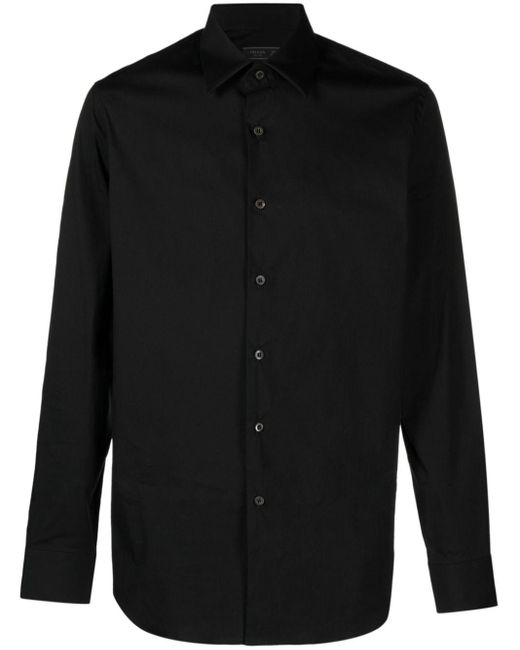 Prada Black Long-sleeve Poplin Shirt for men