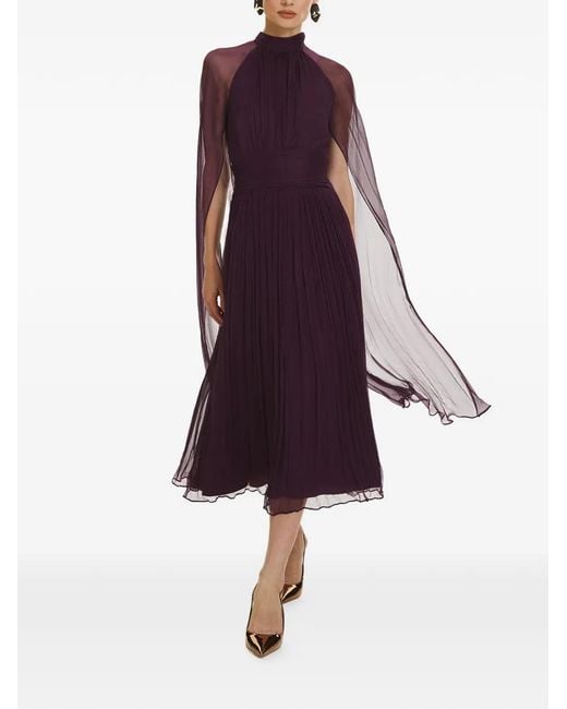 Framboise Purple Robe Mi-Longue En Soie Belona À Col Montant