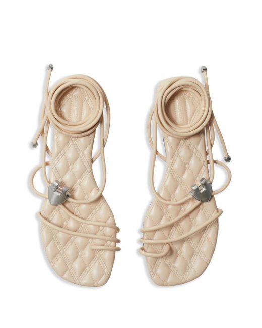 Burberry White Ivy Shield Leather Sandals