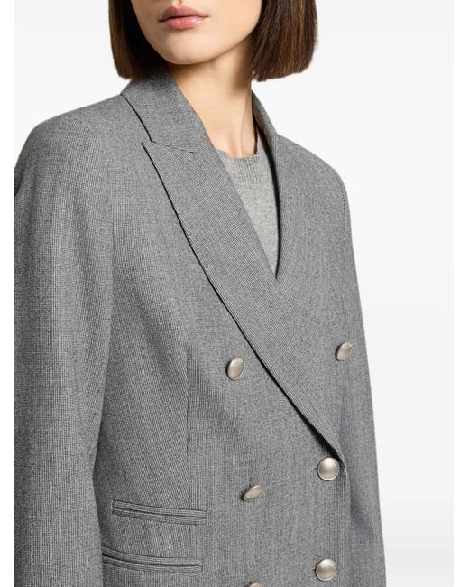 Peserico Gray Double-Breasted Blazer
