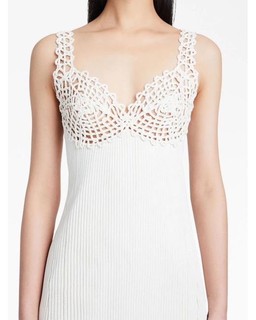 Proenza Schouler White Embroidered-Detail Ribbed-Knit Dress