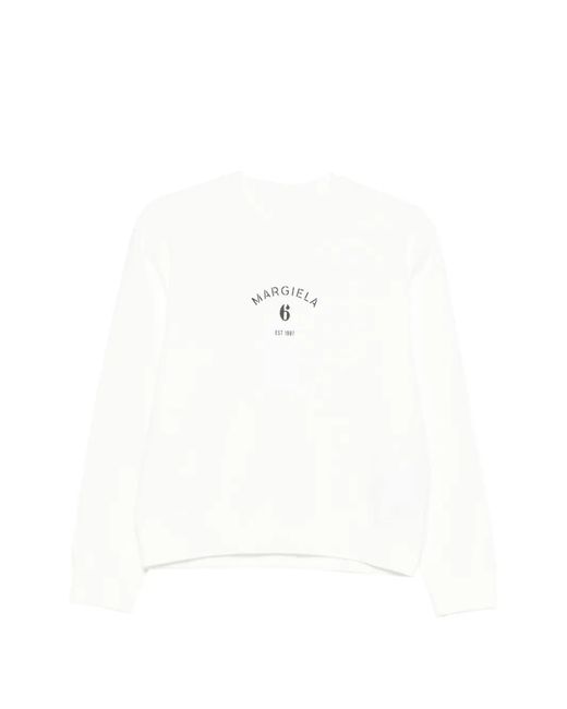 MM6 by Maison Margiela White Logo-Print Sweatshirt