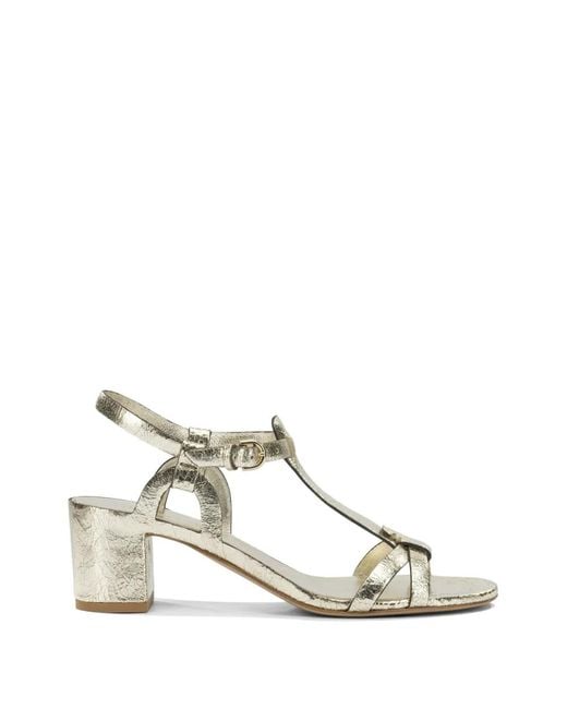 Roberto Del Carlo White Crackled-Leather T-Bar Sandals