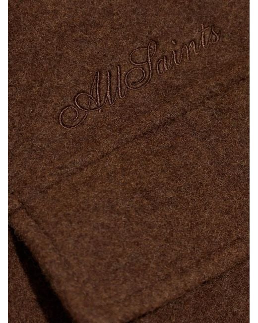 AllSaints Brown Buttoned Pocketed Shirt Jacket for men