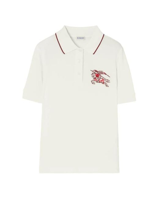 Burberry White Heart Knight Cotton Polo Shirt Dress