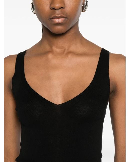 Bompard Black Ribbed V-Neck Vest